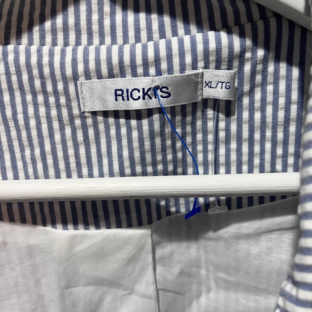 Women's Striped Blazer - White and Blue - Picture 3 of 4